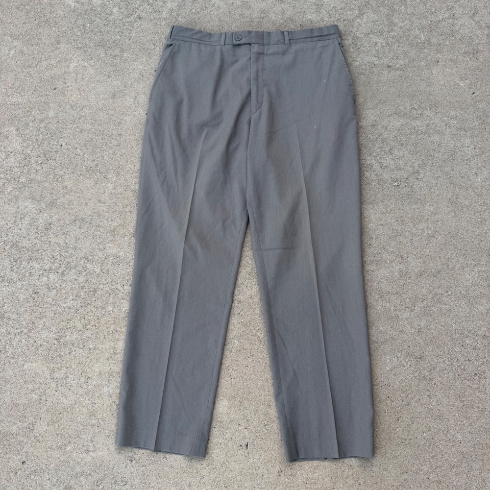 DKNY Dress Pants Mens 36X31 Gray Flat Front Slim Fit Stretch Business Casual